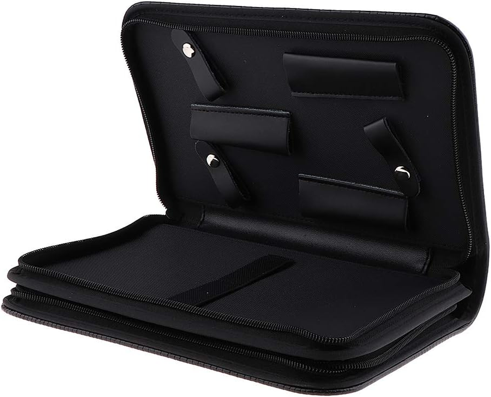 Oshhni Soft Leather Hair Scissor Shears Case Hairdressing Comb Pouch, Black image number 3