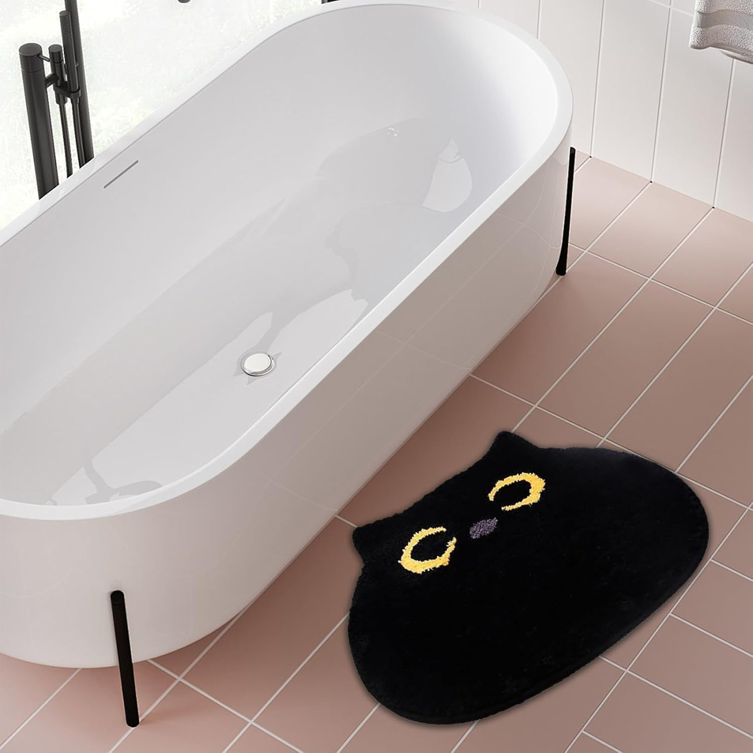 Black Cat Bath Mat, 55 Cm Bathroom Rug, Soft Non-Slip Cat Rug, for Kitchen, Bedroom, Home Decoration image number 3