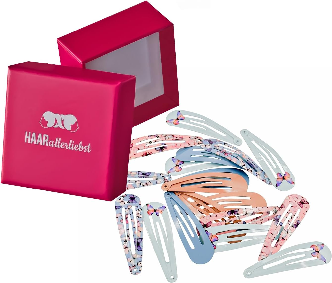 Haarallerliebst&reg; Pack of 18 Hair Clips Girls Women Colourful Hair Clips in 6 Colours (Leo Print, Pink, Red), 50 Mm Baby Children'S Hair Clip with Box Hair Clip Hair Accessories image number 4