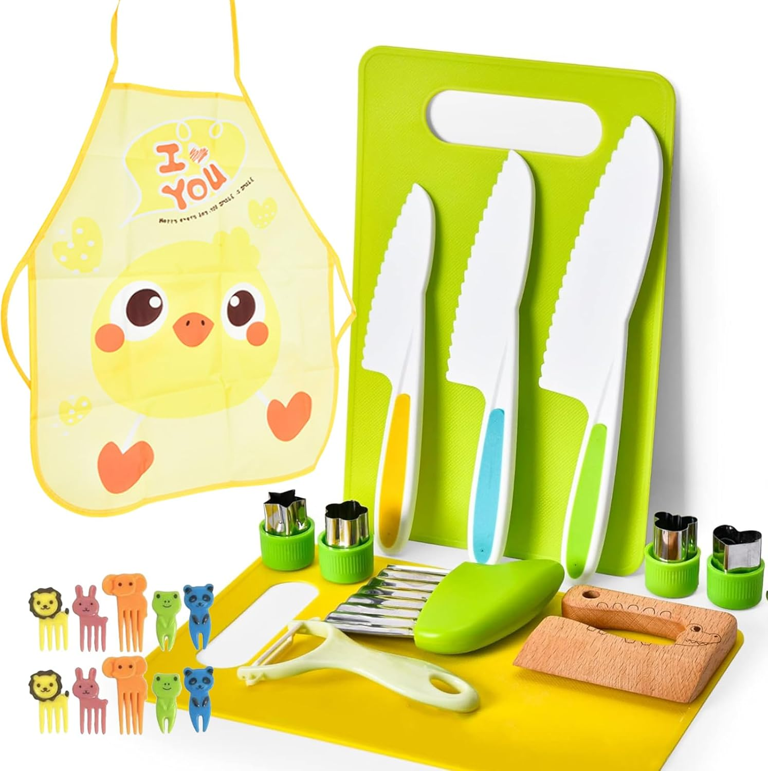 28 PCS Kids Safe Knives Set: Toddler Knife Set for Real Cooking, Kids' Cooking Kits Kitchen Tool Toy for 2-10 Boy Girl Birthday Gift