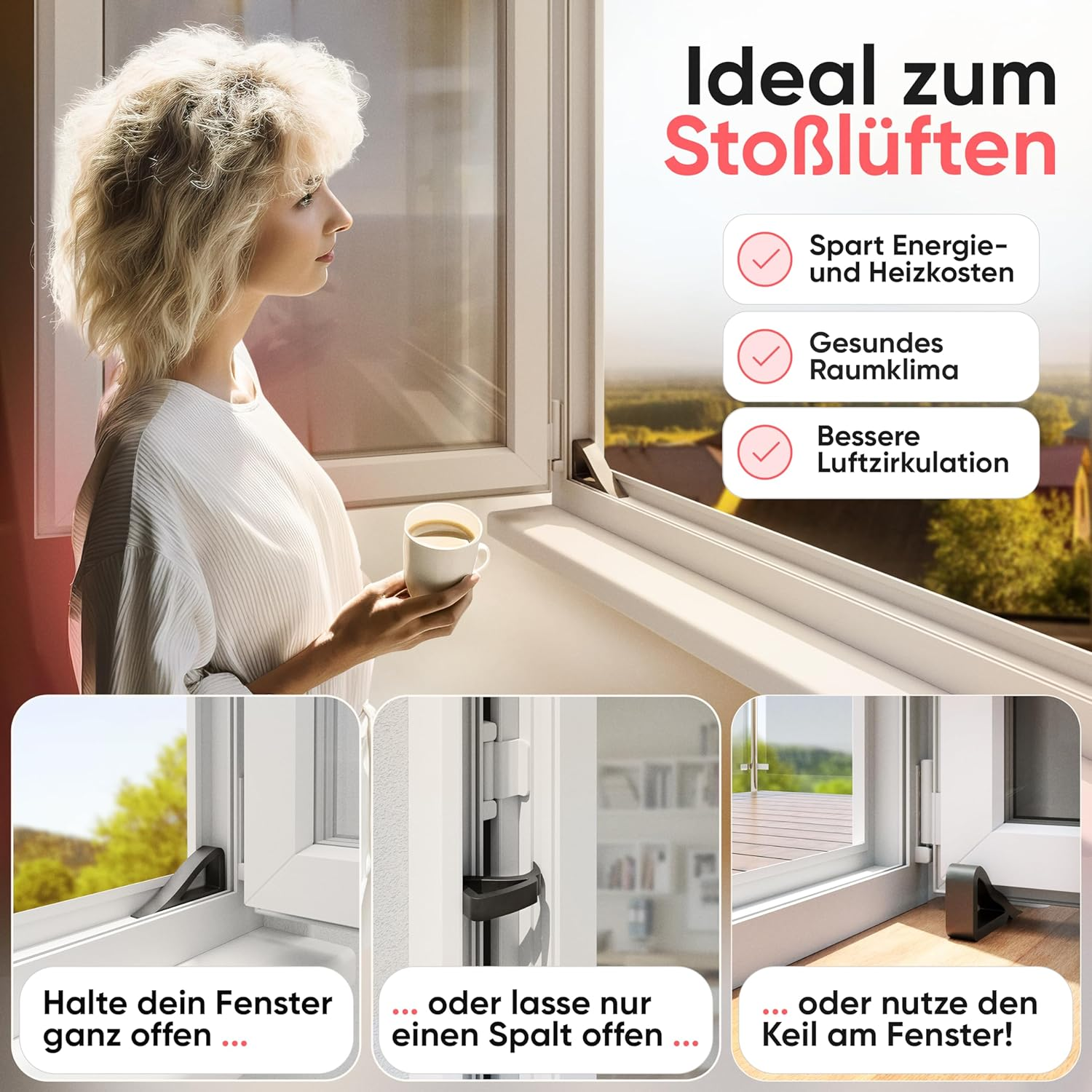 Loumaxx Window Stopper for Airing - Door Wedge - the Allrounder in Window Wedges and Door Stopper Floor - Window Stopper Rubber - Pack of 2 in Black image number 3