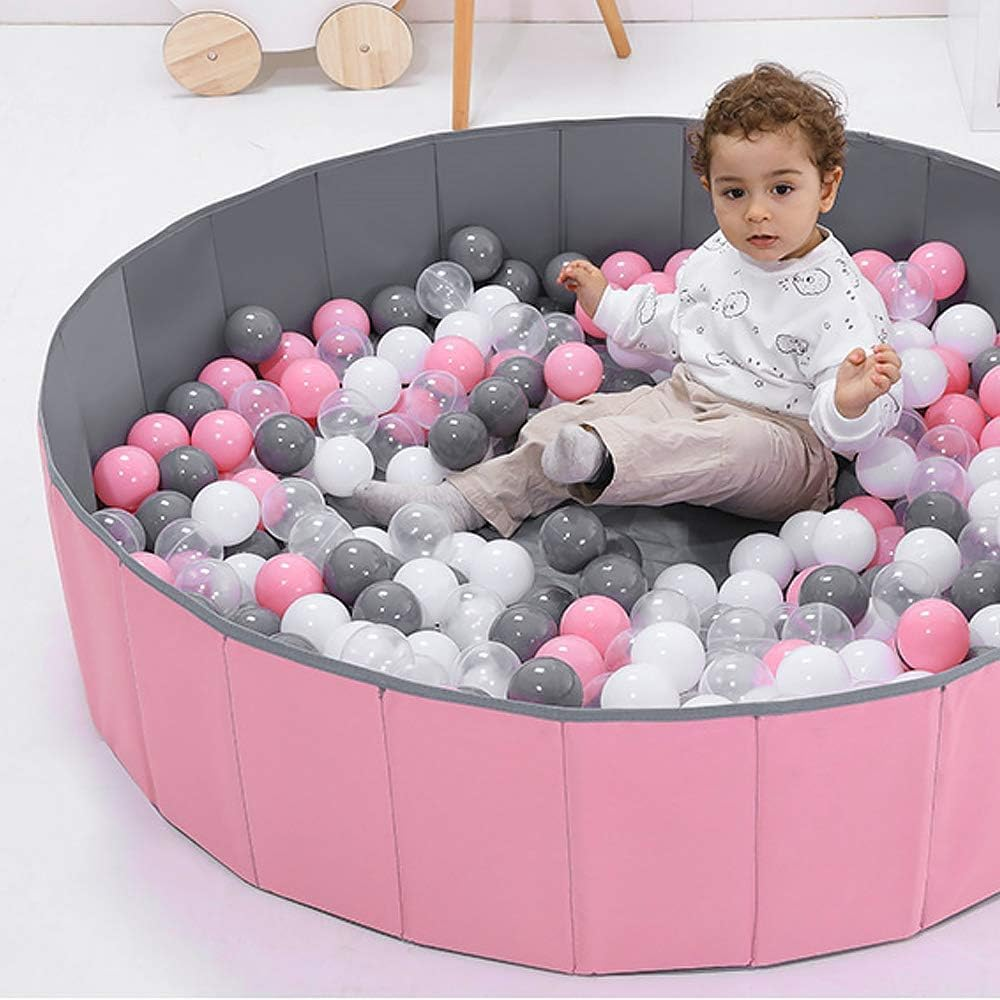 Playmaty Colorful Ball Pit Balls - 100 Pieces Phthalate Free BPA Free Plastic Ocean Balls Crush Proof Stress Balls for Kids Playhouse (Pink/Gray/Whtie/Clear)