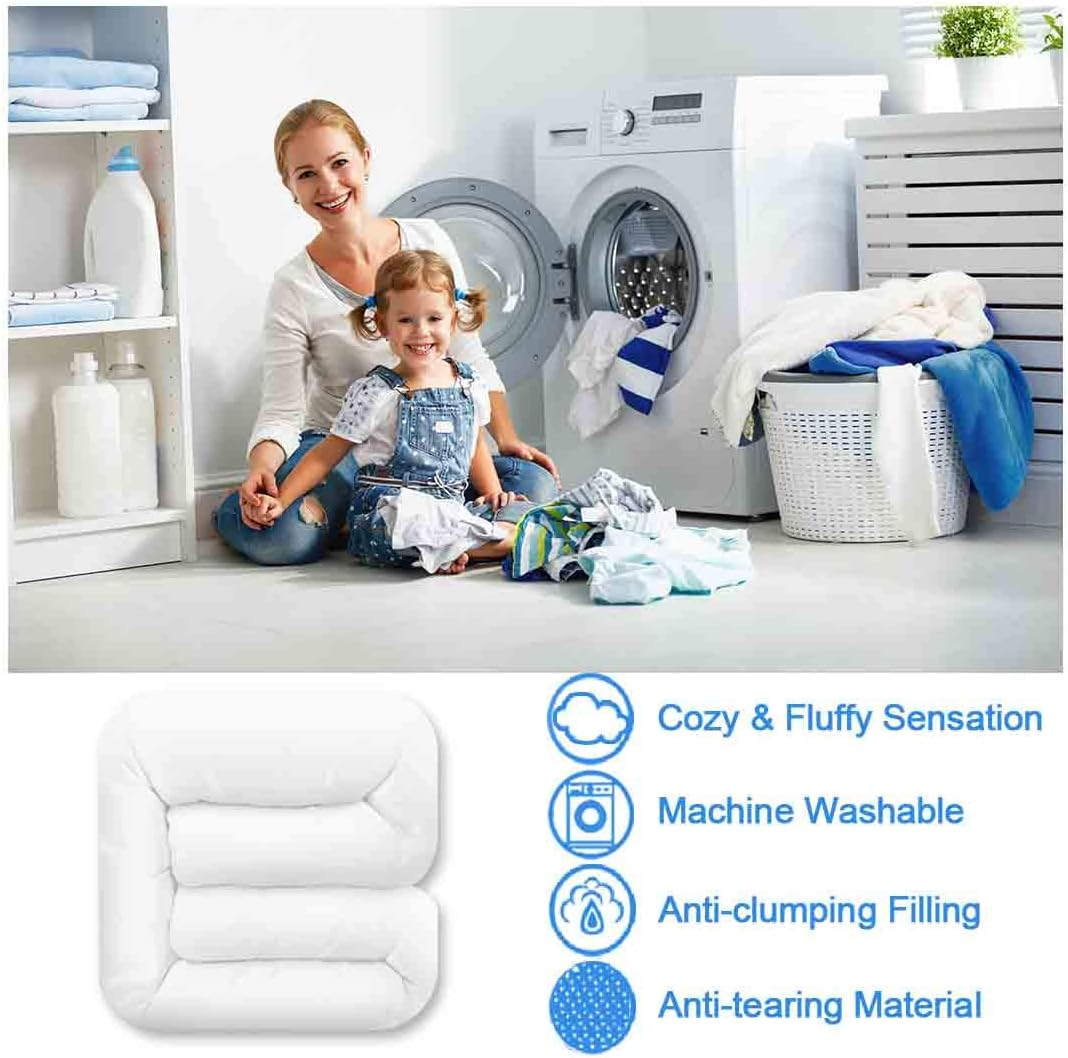 TEKAMON All Season Queen Comforter Winter Warm Summer Soft Quilted down Alternative Duvet Insert Corner Tabs, Machine Washable Fluffy Reversible Collection for Hotel, Snow White image number 3