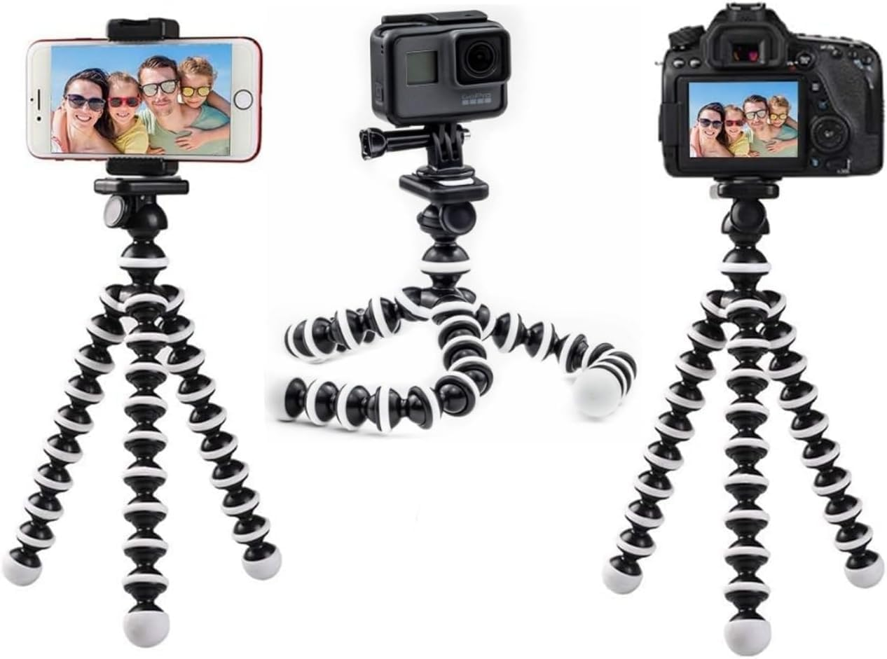 Octopus Flexible Robust Gorilla Tripod for Gopro, Action Cams, Camera, Phone, Iphone. Landscape/Portrait Modes