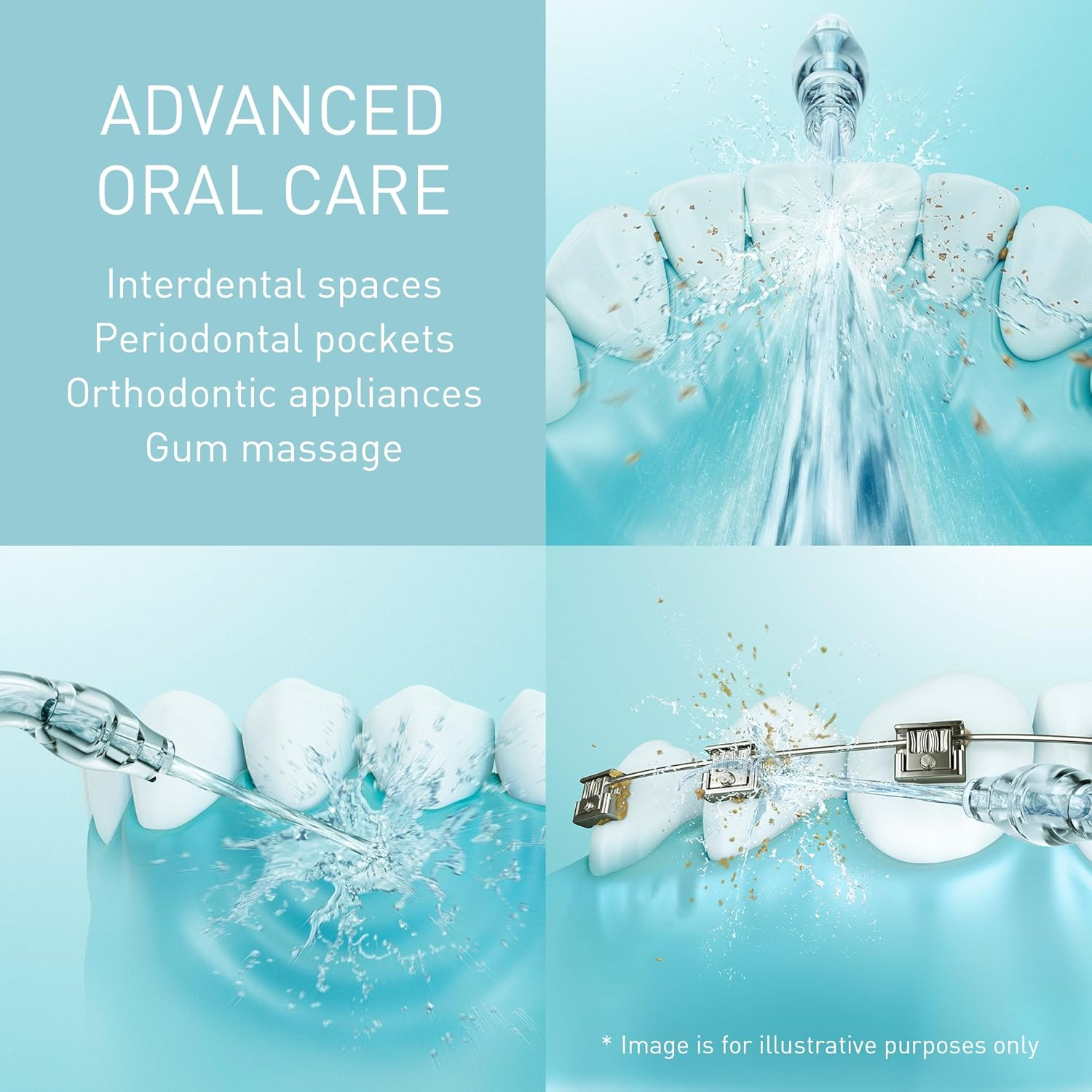 Panasonic Ultrasonic Rechargeable Cordless Water Flosser/Oral Irrigator with 5 Water Pressure Levels, Includes 2 Ultrasonic Nozzles (EW-DJ66-W341) - Blue image number 2