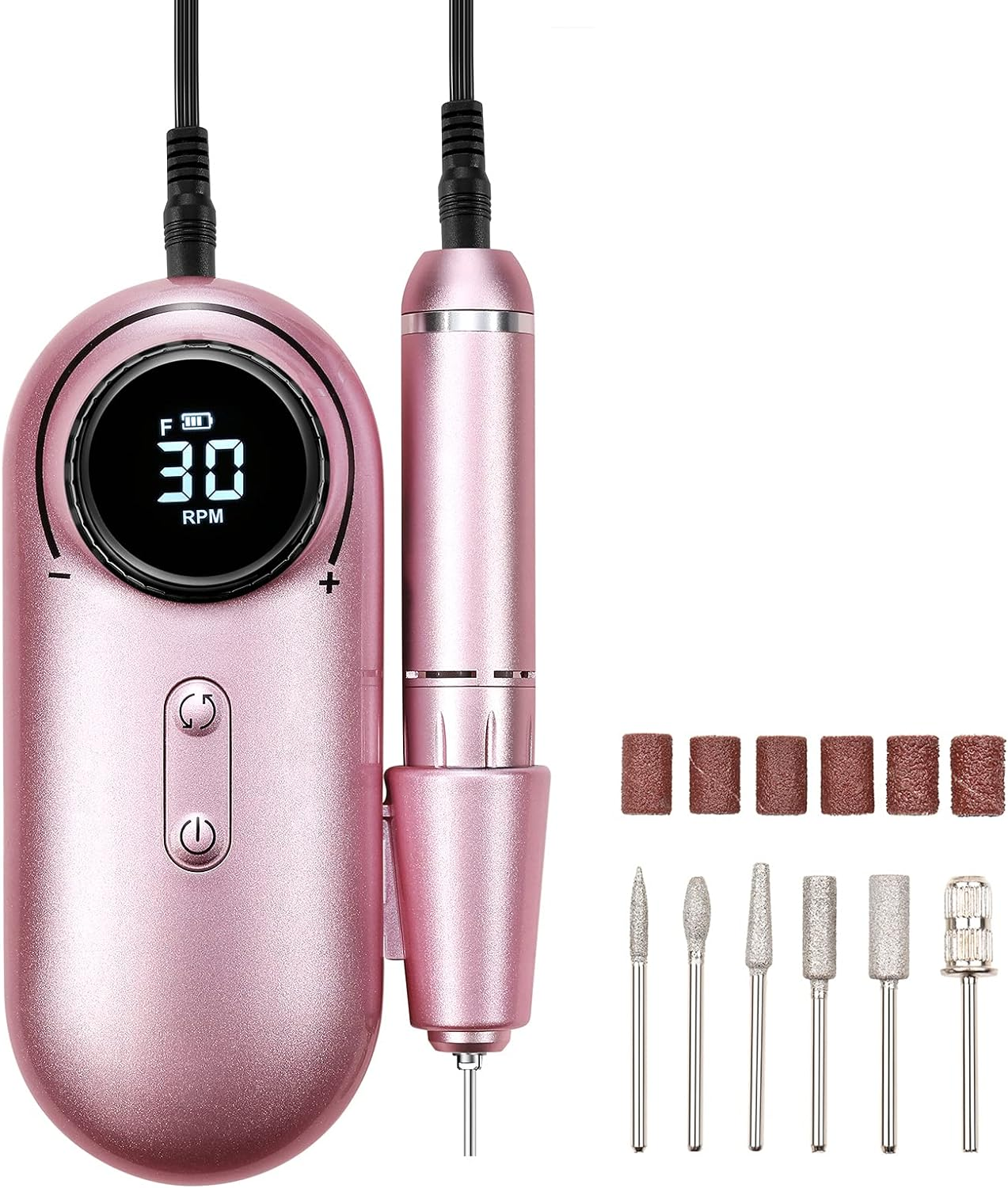Electric Nail Drill Polish Kit Nail Drill Machine Kit 30000RPM Nail Drill Pen Nail File Manicure Pedicure Tool 6 Drill Bits Sanding Bands for Home Salon Use image number 3