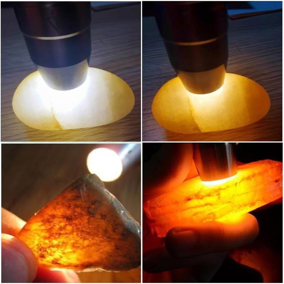 Alonefire SV124 EDC Flashlight Mini 365Nm/395Nm UV Blacklight, Yellow and White Light Digital Display USB C Rechargeable Pet Urine Detector for Rocks Gemstone with Little Focusing Tip,Built-In Battery image number 1