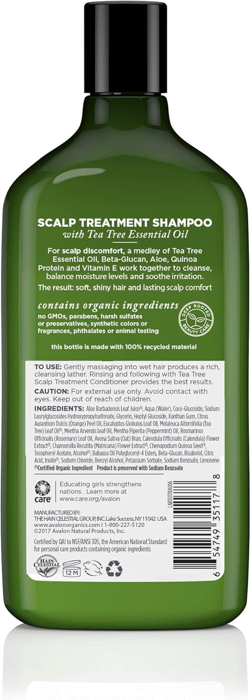 Avalon Organics Scalp Treatment Tea Tree Shampoo, 11 Oz. (Pack of 2) image number 1