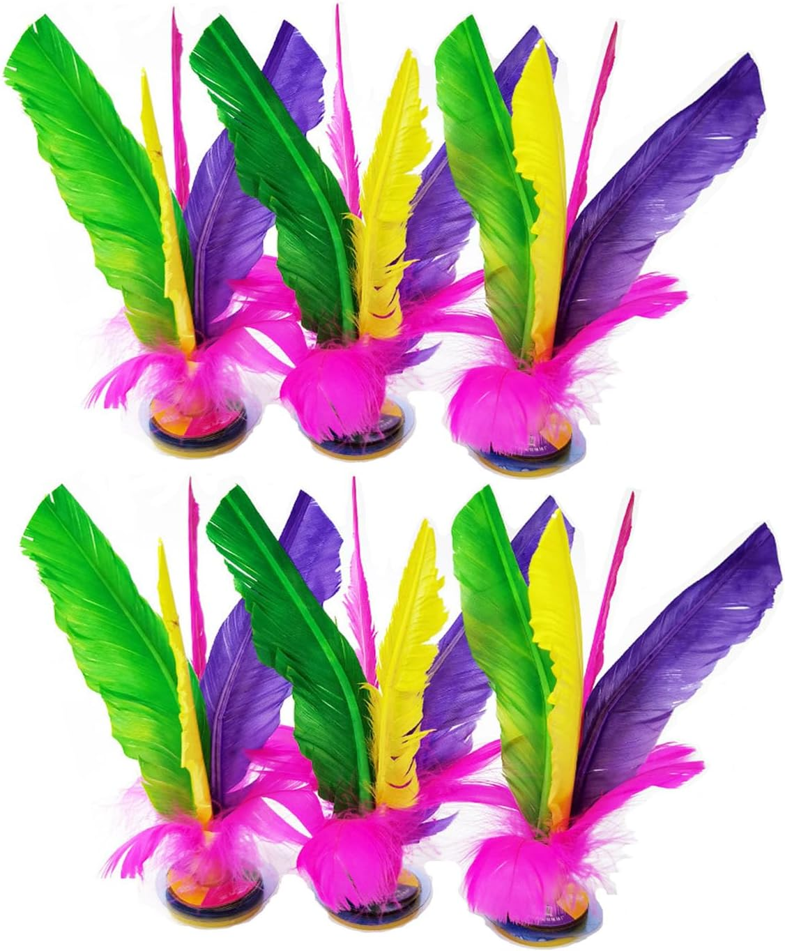 6 Pack Chinese Jianzi Shuttlecock,Colorful Feather Kicking Shuttlecock,Foot Feather Sports Toy for Indoor and Outdoor image number 3