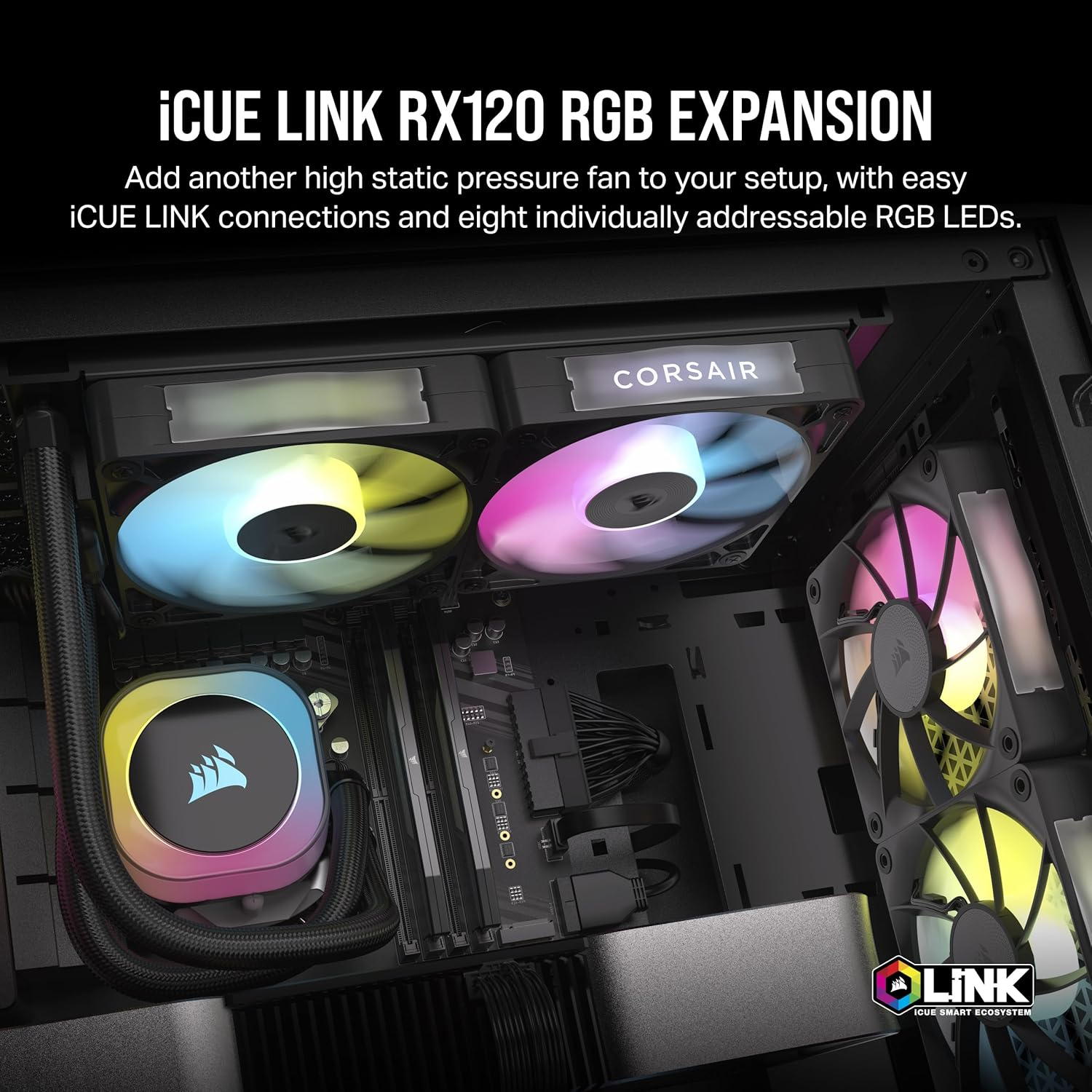 CORSAIR Icue Link RX120 RGB 120Mm PWM Fan - Magnetic Dome Bearing - Single Fan - Black image number 5