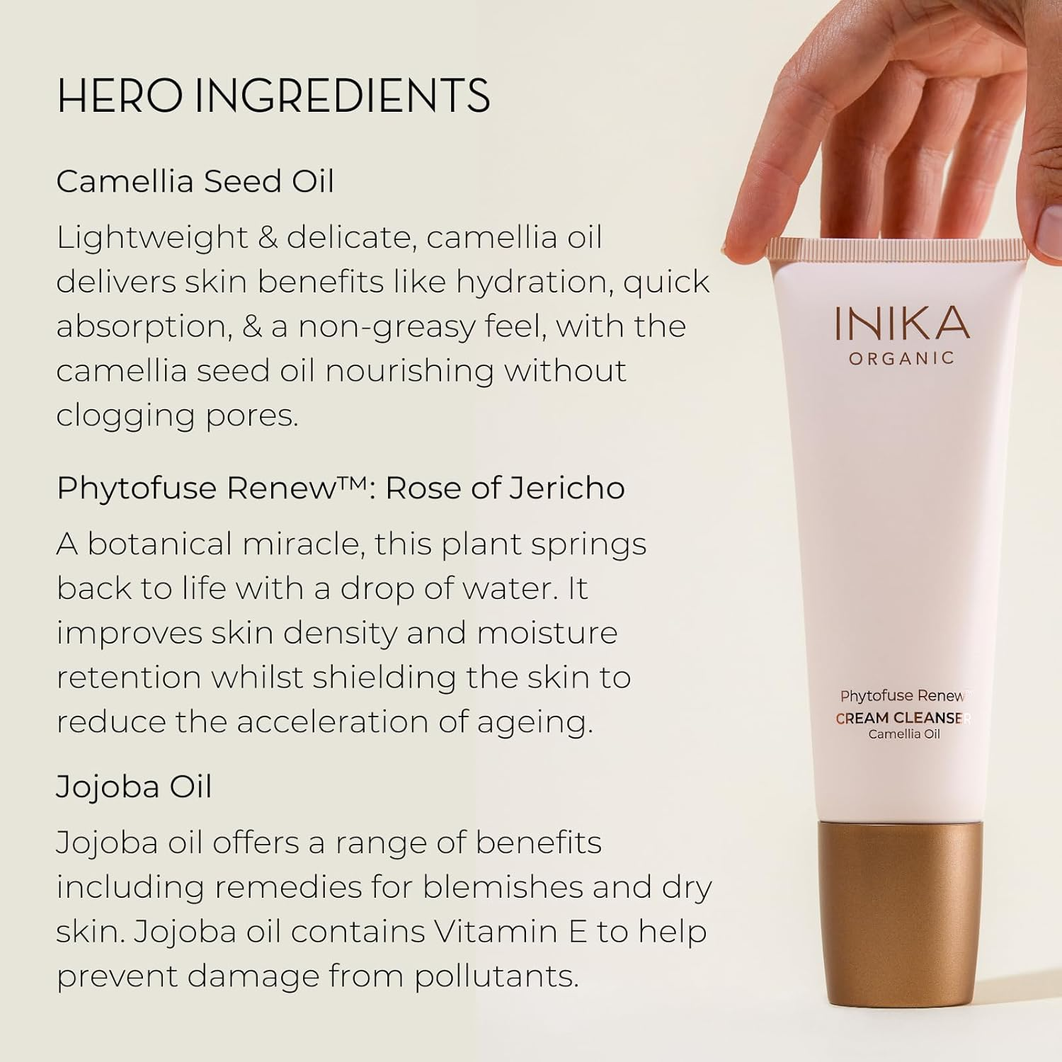 INIKA Organic Phytofuse Renew Cream Cleanser | Sensitive, 100% Natural, Deeply Cleanse & Boost Circulation. Restores Hydration & Protects Skin Barrier. 100Ml image number 3