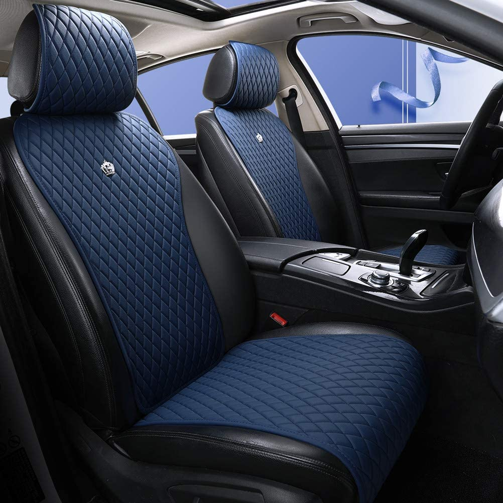 Blue Seat Covers Auto Seat Cushion Covers Leather Universal Seat Covers 2/3 Covered 11PCS Fit Car/Auto/Suv (A-Dark Blue)