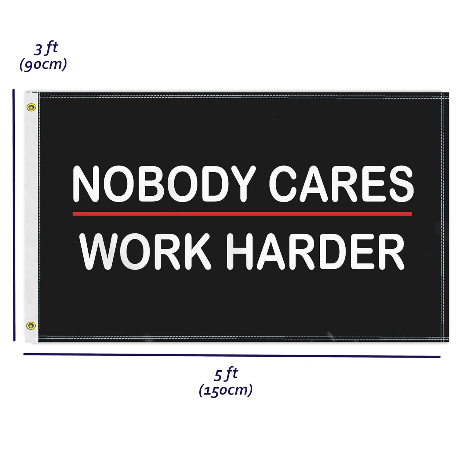 3&times;5 FT Nobody Cares Work Harder Motivational Inspirational Flag, Large 90&times;150 CM 100D Black Discipline Motivational Indoor Banner,Doube Side Printing Decor for Home Gym Room College image number 2