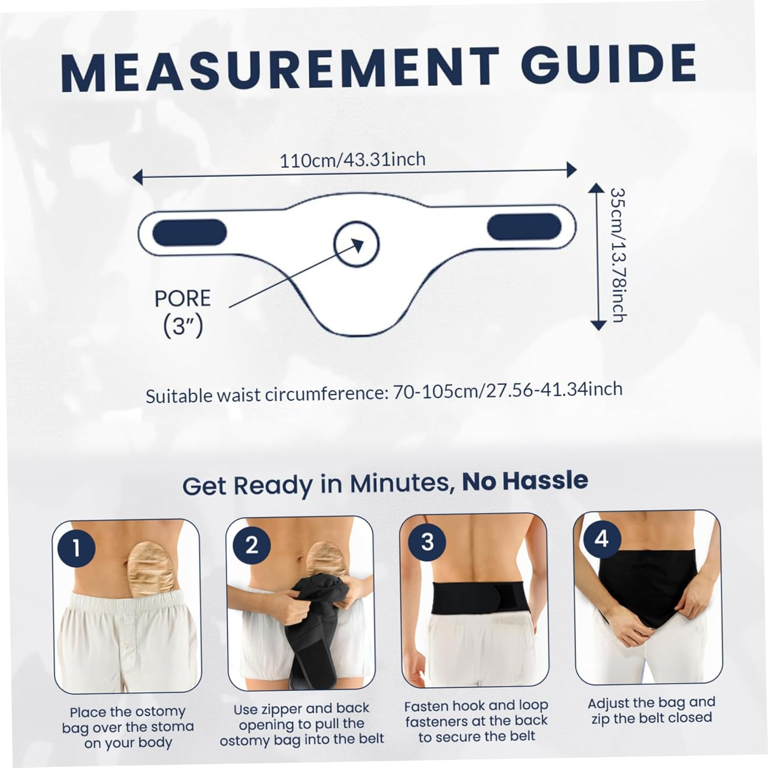 Stoma Bag Covers, Adjustable Stoma Belt, Moisture Wicking Fabric Ostomy Belt, Machine Washable Colostomy Bags for Men & Women image number 3