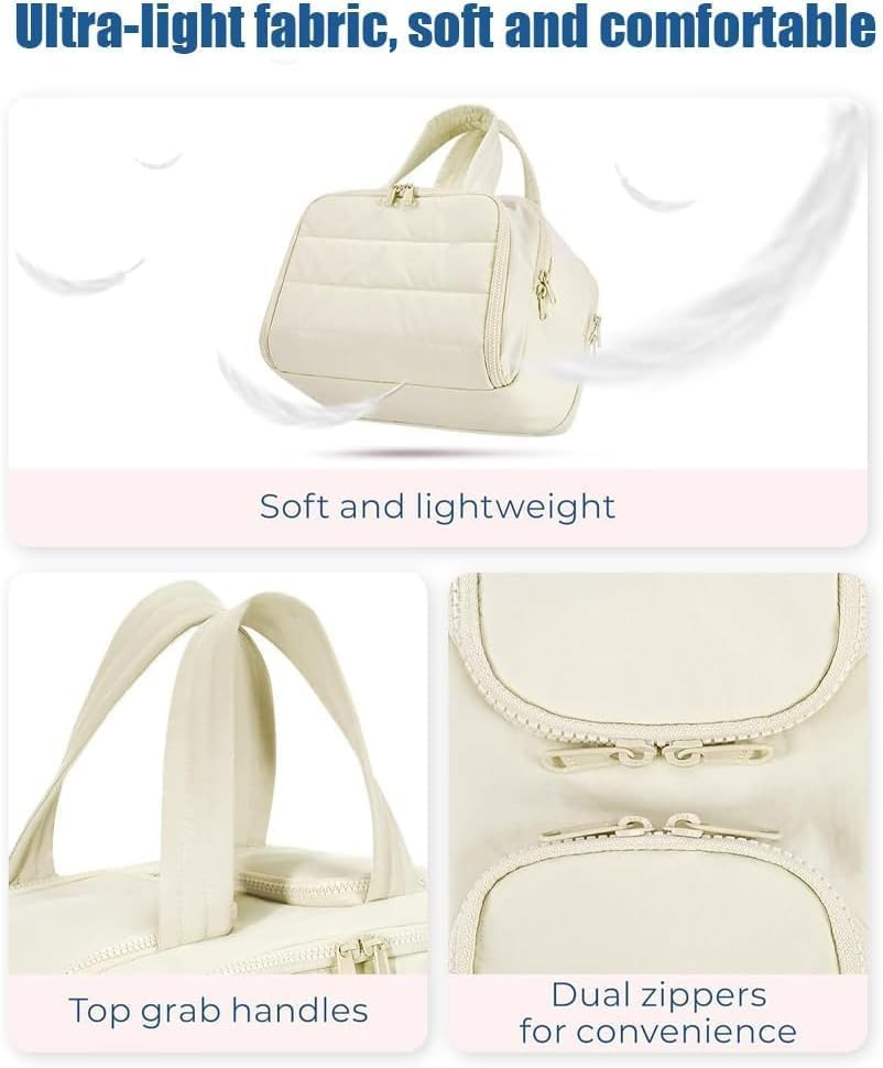 Large Travel Cosmetic Bag with Wet Dry Separation, 12.2 Inch Makeup Organizer with Large Capacity and Multiple Pockets for Women (Purple) - Abvian image number 2