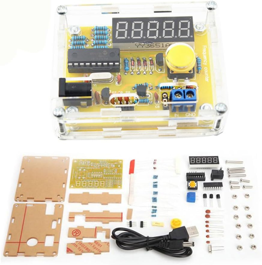 Frequency Meter Kit, 1Hz-50Mhz DIY Crystal Oscillator Tester Frequency Measuring Meter with Shell, Digital Frequency Counter Kit image number 4