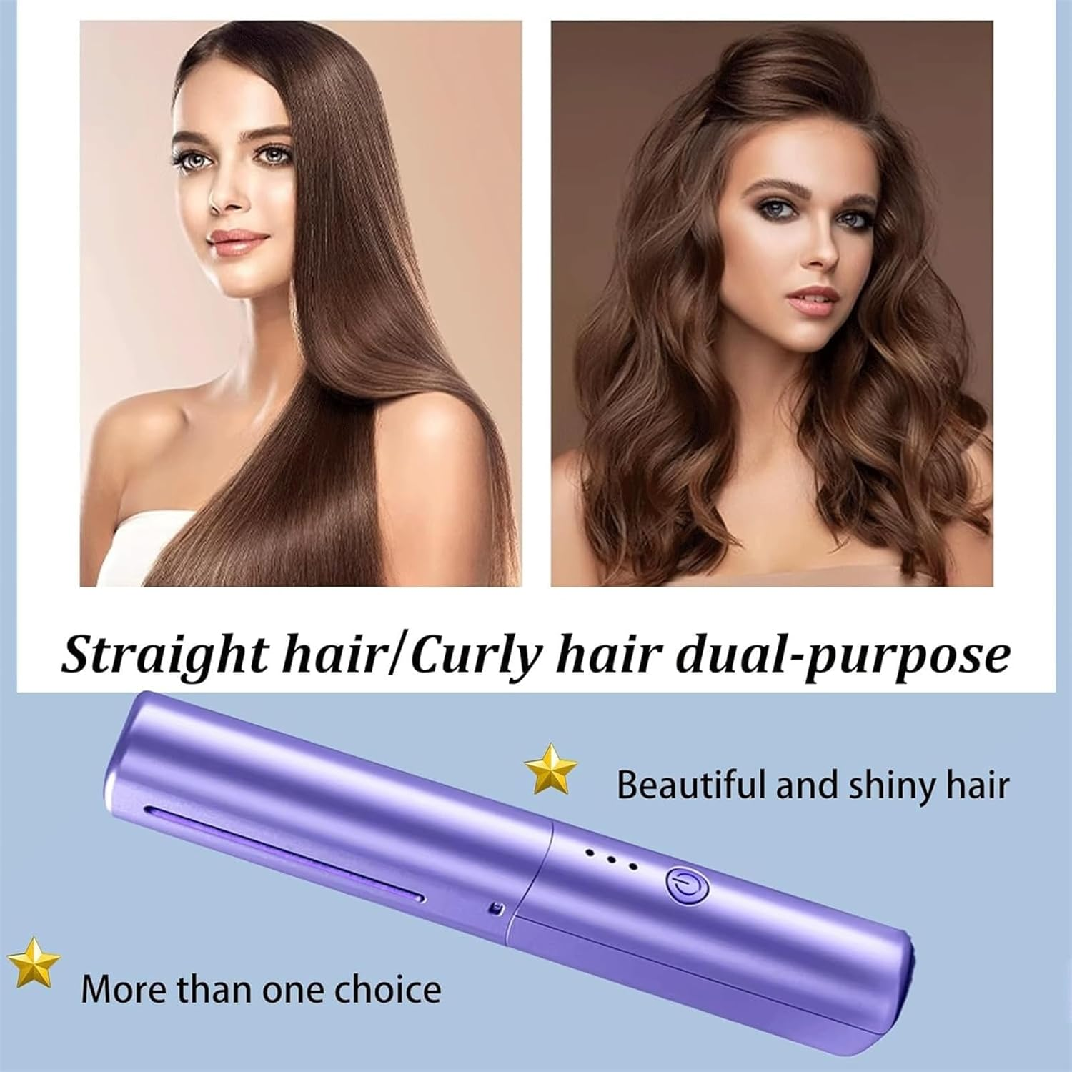 2024 Latest Hairdressing Comb, Rechargeable Mini Hair Straightener, Portable Hair Straightener Cordless, 3 Temperature Adjustments Travel Size Electric Flat Iron, Styling Combs (Pink) - Green+Pink image number 2