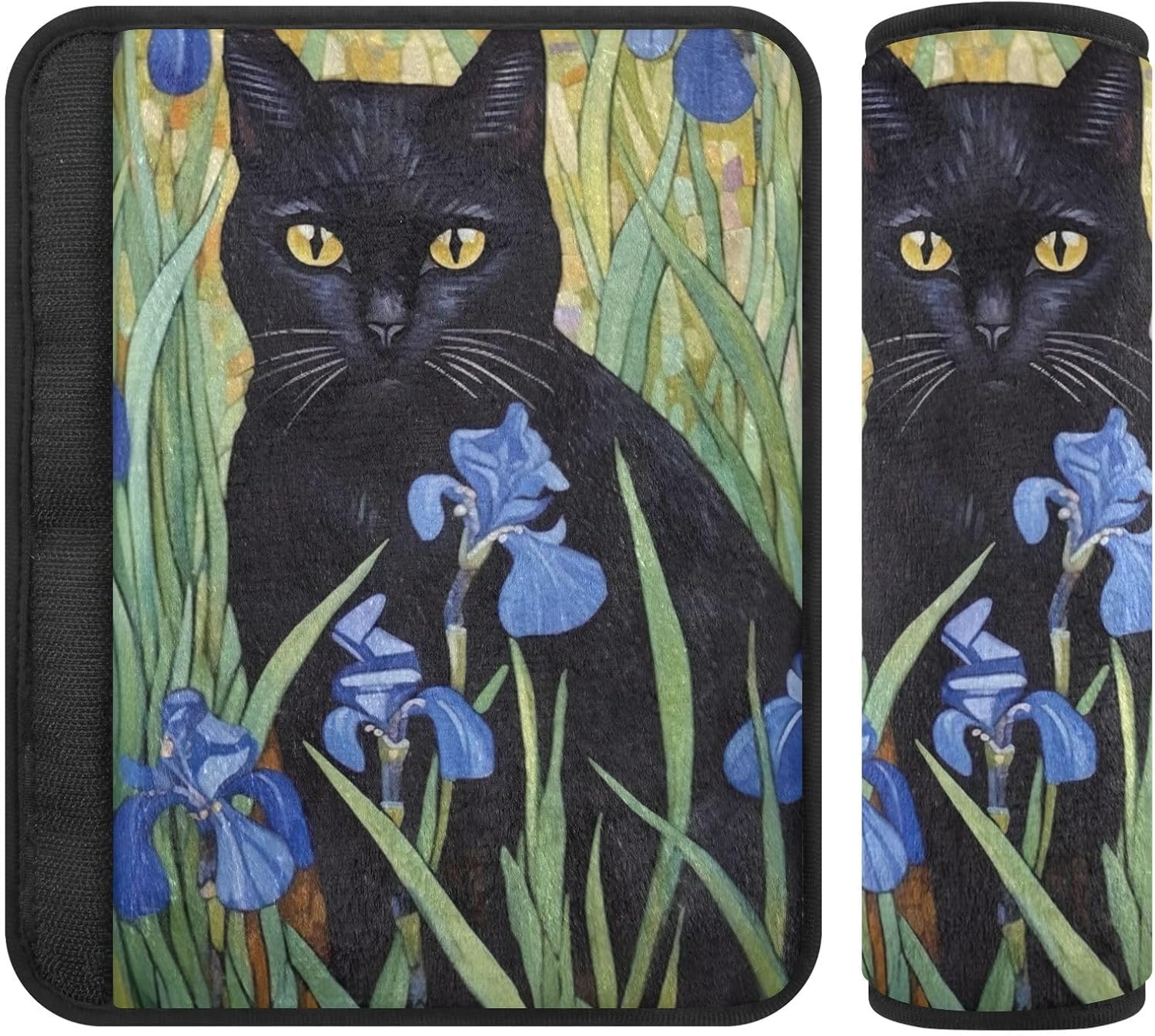 GAIREG Cat in Blue Flowers Bus Seat Belt Cover Seat Belt Shoulder Pad image number 3