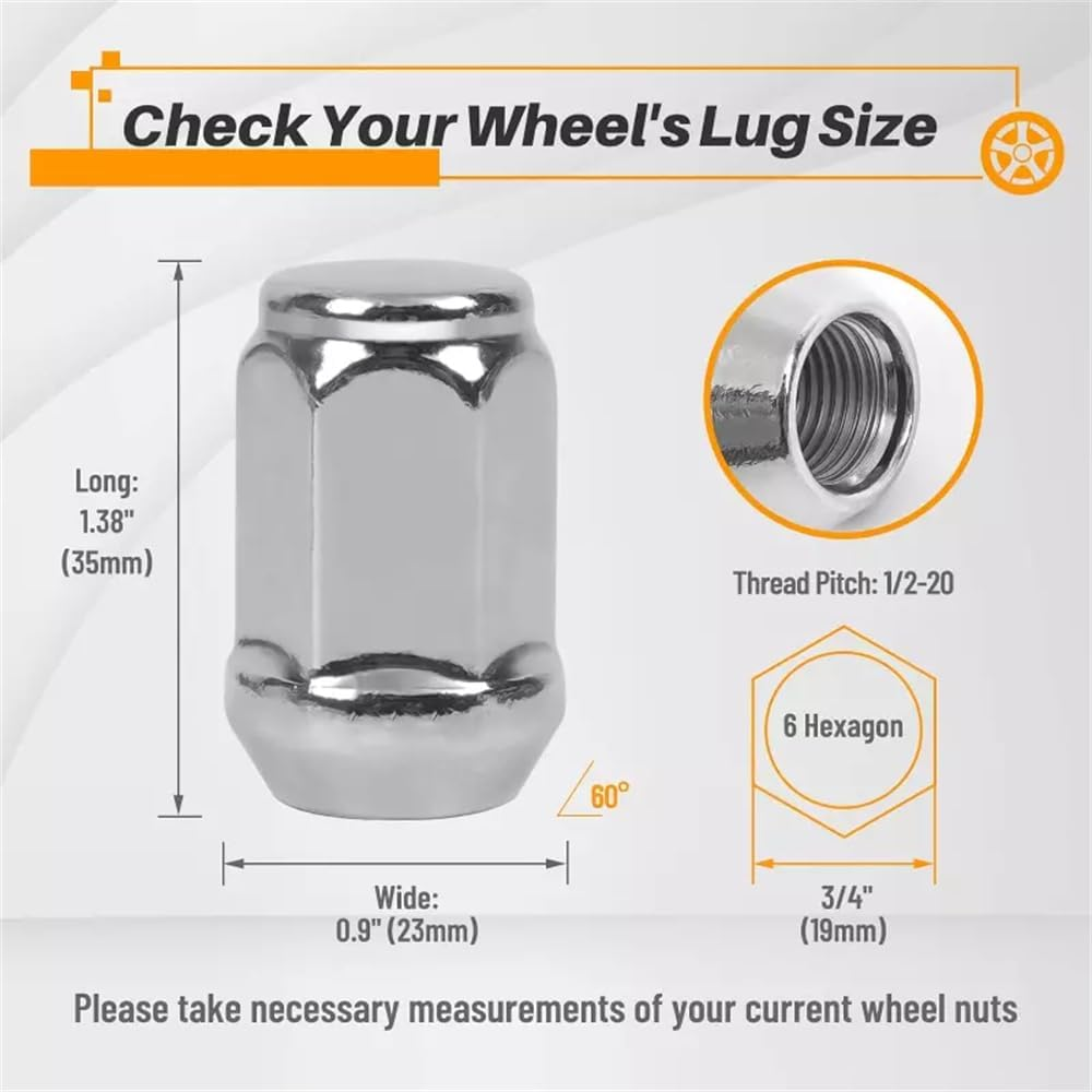 20X 1/2" Chrome Wheel Nuts 35Mm for Ford Falcon FG BF BA AU EL EF EA EB XC AUS image number 3