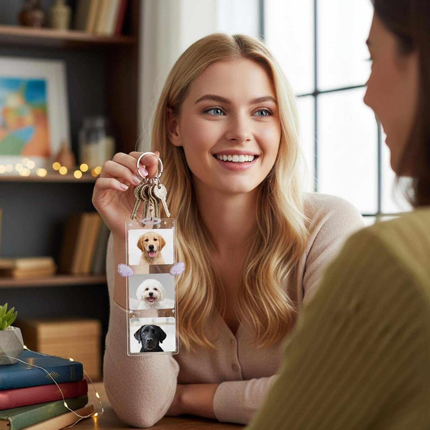 Keychain Photo Frame,6X3Inch Clear Cartoon Wing Clip - Detachable Clear Keychain Photo Holder,For Women Men Kids Friends Bag Purse Wallet Pocket Birthday Holiday Party Favors image number 2