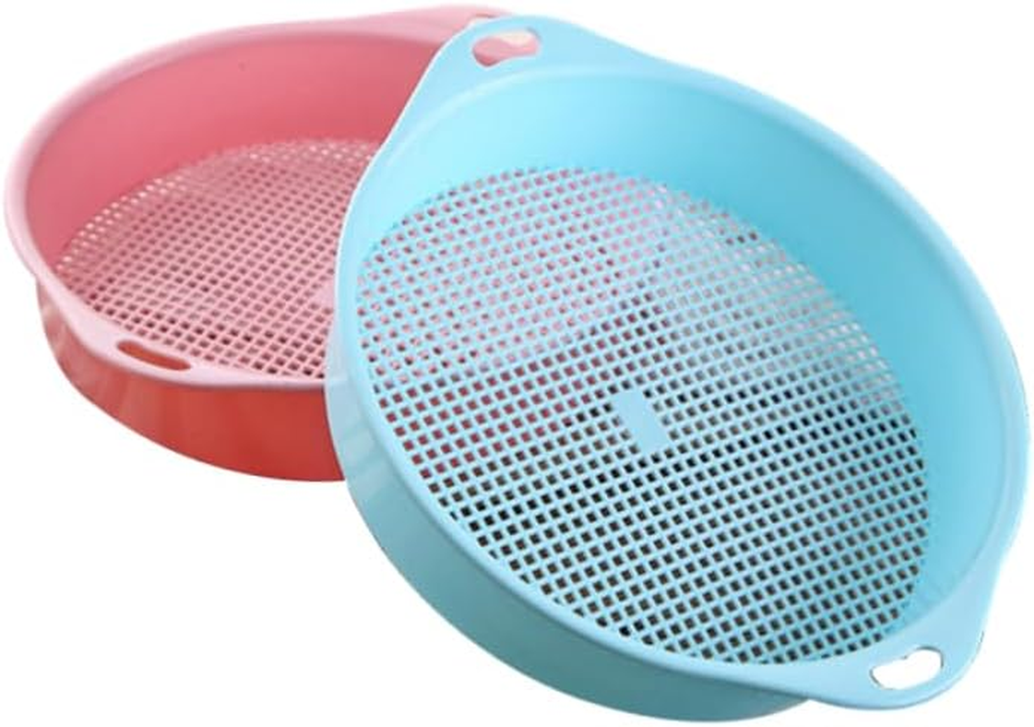 4Pcs Plastic Garden Sieve Riddle Tool Lightweight Soil Sieve with Handle for Gardens Filtering and Gravel Durable Gardening Accessories Blue