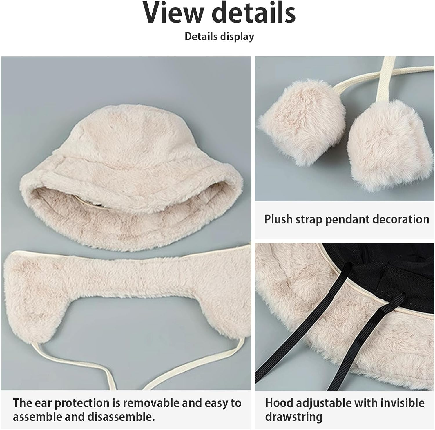 Bucket Hat with Earmuffs for Winter Women'S Warm Fluffy and Warm Makes Face Look Smaller Soft Winter Fleece Foldable Hat Cute Stylish for Bicycles School Walking One Size image number 5
