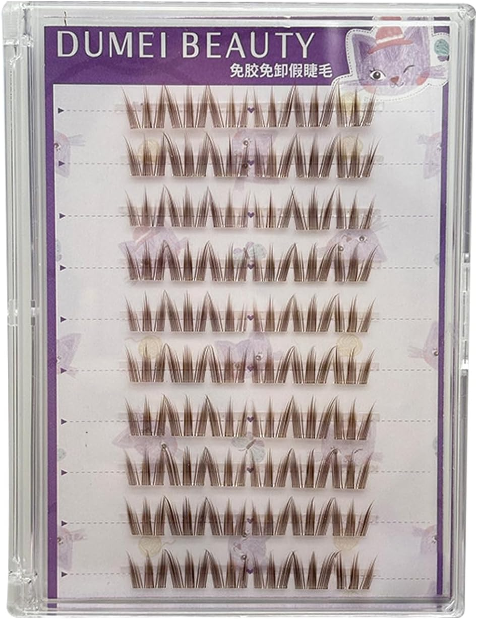 &zwnj;Taoluwin False Lashes, Brown Natural Look False Eyelashes, 60 Clusters, with Built-In Adhesive Strips, Lightweight Reusable Eyelashes for Daily Wear & Beginners, 10-12Mm image number 1