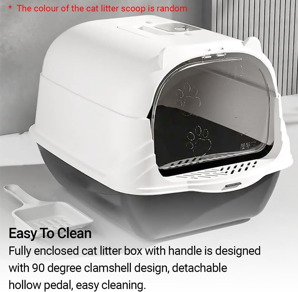 AIMALL Oversized Enclosed Cat Litter Box with Flip-Top Lid, Detachable Splash-Proof Covered Toilet for Cats with Dual-Entry Door, Handle, and Scoop &ndash; Blue+Yellow, Purple, Black