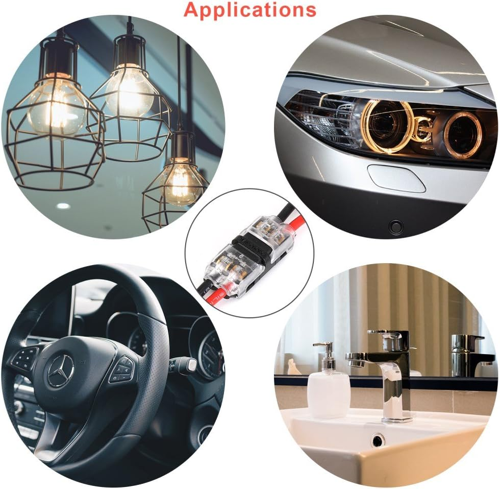 Low Voltage Wire Connectors, TYUMEN 12Pcs 2 Pin 2 Way Universal Compact Wire I Shape Terminals, No Wire-Stripping Required, Toolless Wire Connectors, Quick Splice Wire Wiring Connector for AWG 20-24 image number 6