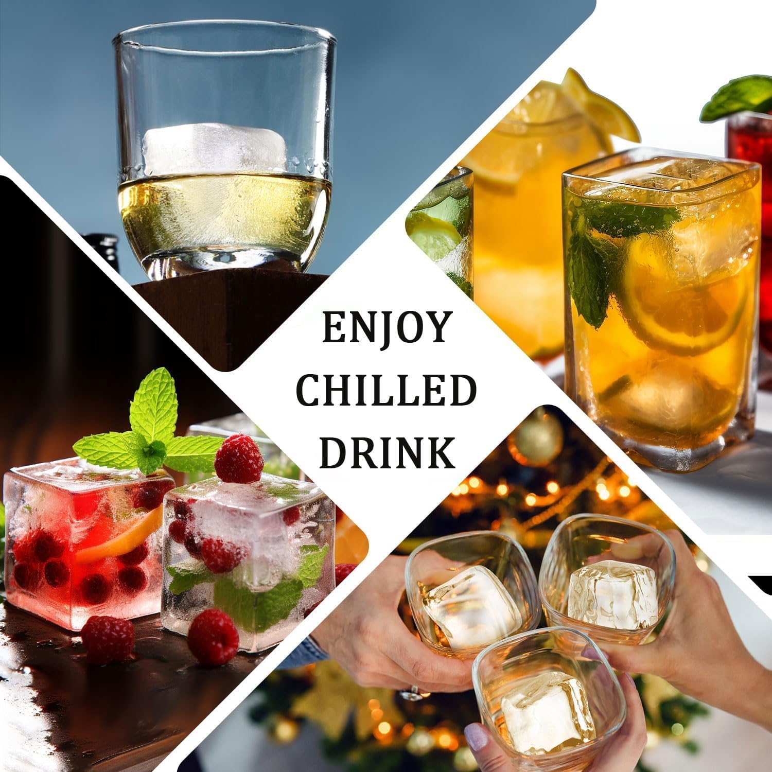 3Pack Large Silicone Ice Cube Tray for Whiskey, 2 Inch Ice Cube Tray Silicone, Easy-Release Ice Tray with Lid for Freezer, Perfect for Chilled Drinks, Freezer, Baby Food, Cocktail - Blue+Green+Pink image number 7