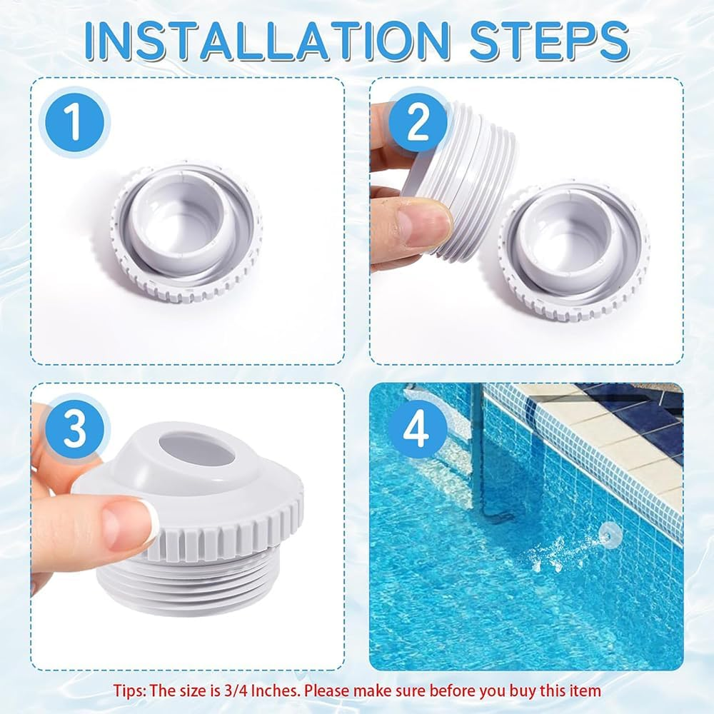 4Pcs Swimming Pool Power Nozzle SP1419D,3/4" Adjustable Opening Rotating Eyeball and 1-1/2 Inch MIP Thread, for Hayward SP1419D image number 3