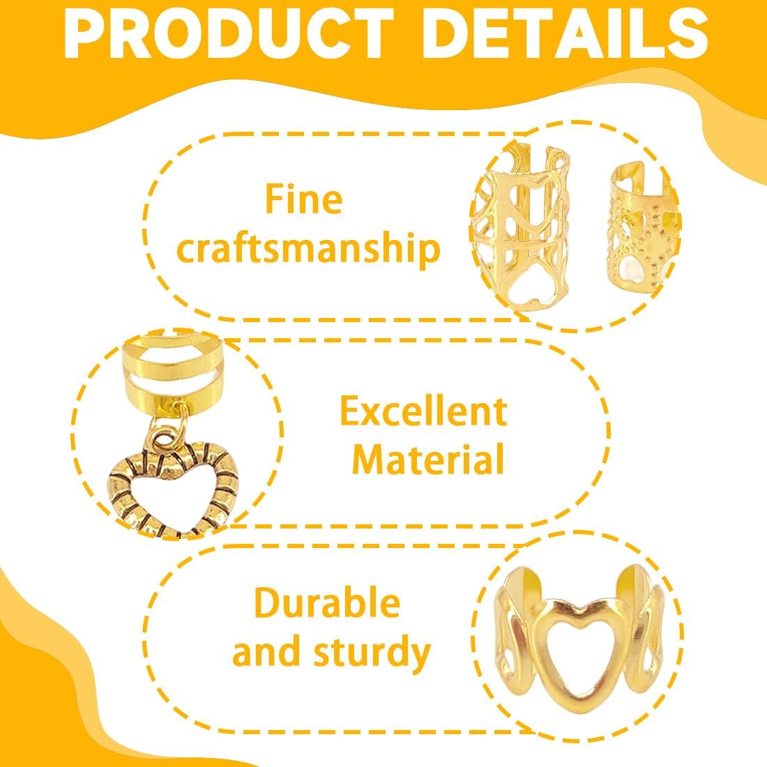 DWFEYOI Pack of 45 Adjustable Metal Cuffs, Dreadlocks Jewellery, Hair Accessories for Braids, Loc Jewellery for Hair, Hair Spirals Clips, Hair Accessories for Dreadlocks for Men, Women, Girls and Boys image number 5