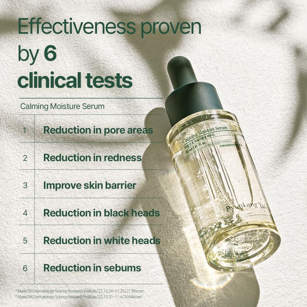 Pyunkang Yul [PKY] Calming Moisture Serum for Daily Moisturizing Power, Skin Revival & Soothing Care with CICA, Tea Tree, 5 Hyaluronic Acids, Ceramide, Korean Skin Care, Safe on Sensitive Skin (1.0 Fl.Oz, 30Ml) image number 4