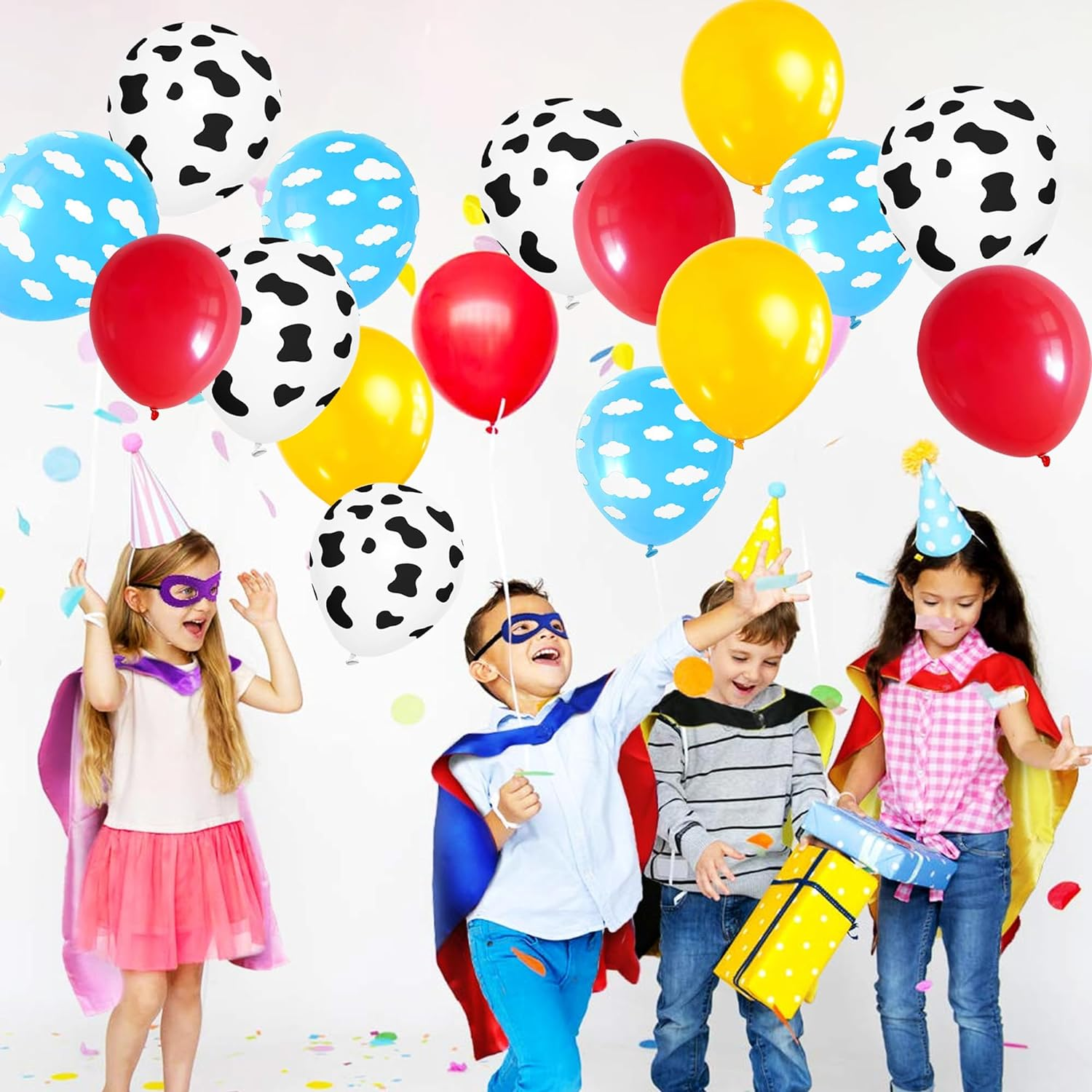 Cartoon Story Balloons Toy Inspired Story Birthday Party Supplies Party Decorations Cow Print Sky Blue Cloud Balloons Arch Garland Kit for Kids Boys Girls Story Themed Party Decor Favor image number 5