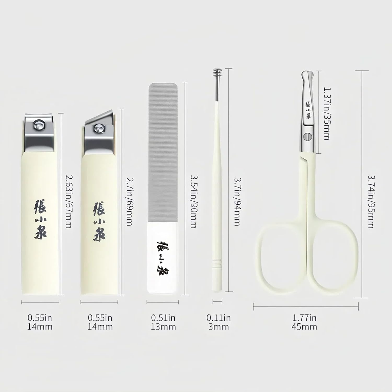 ZHANG XIAO QUAN since 1628 6-Piece Nail Clipper Set, Stainless Steel Precision Manicure Kit with Magnetic Case, Includes Curved & Oblique Clippers, Nose Hair Scissors, Glass Nail File, Ear Spoon, Matte Finish, Anti-Splash, Portable image number 5