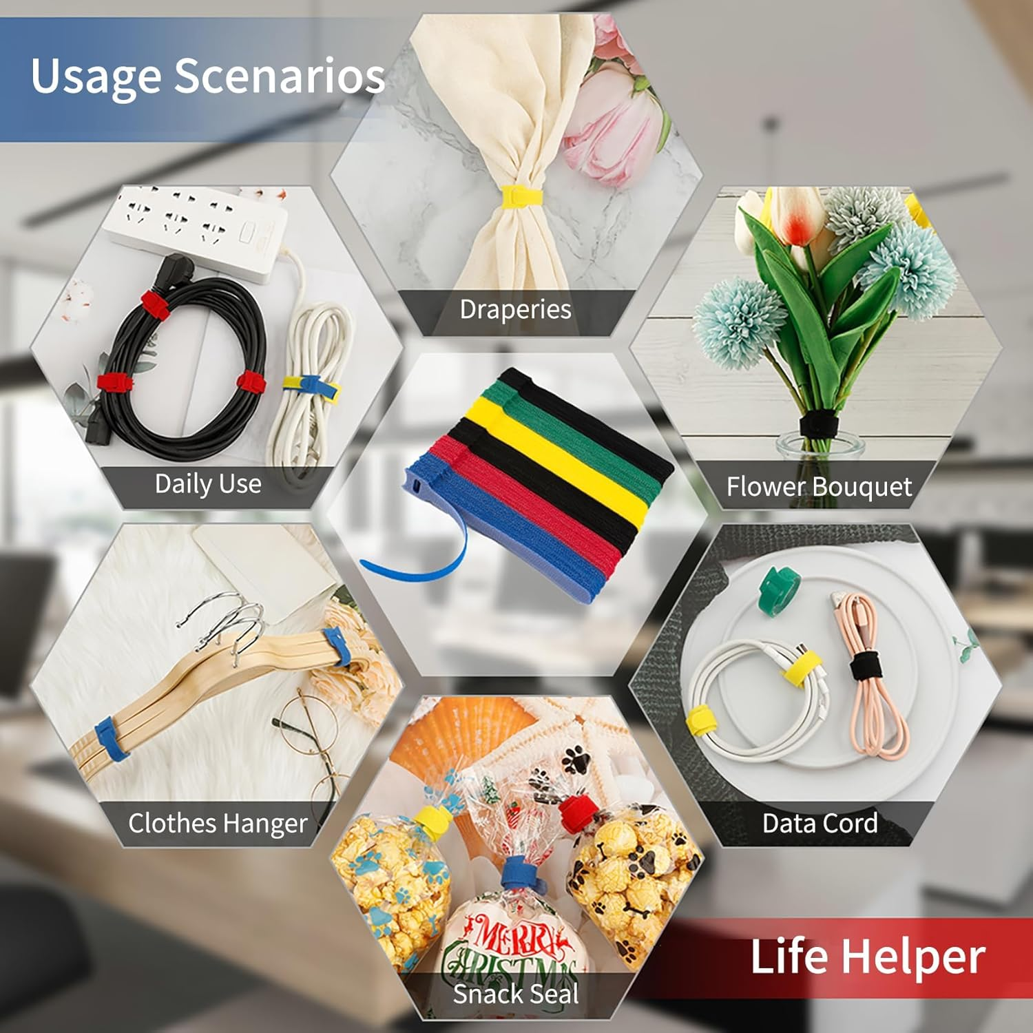 Cable Ties Reusable Zip Ties 120Pcs Reusable Cable Ties Cord Organizer Cable Organizer Cable Management Wire Organizer Wire Management Wire Tie Wraps Cable Wrap Attache Cable Keeper Cable Labels image number 5