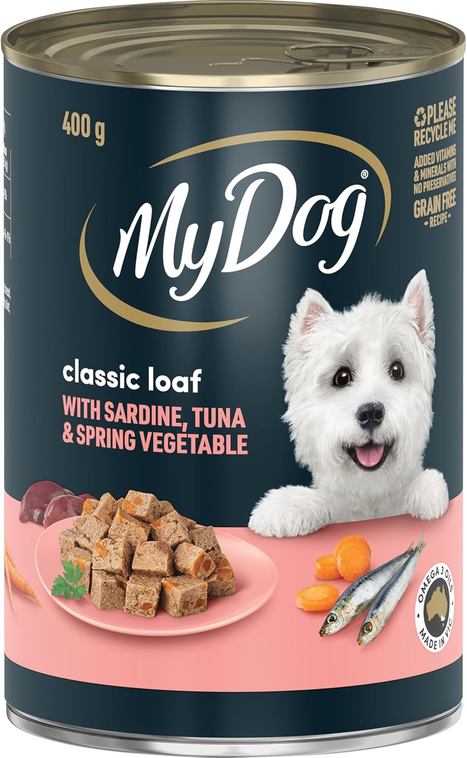 My Dog Classic Loaf with Sardines, Tuna and Spring Vegetable Wet Dog Food 400G (Pack of 24) image number 6