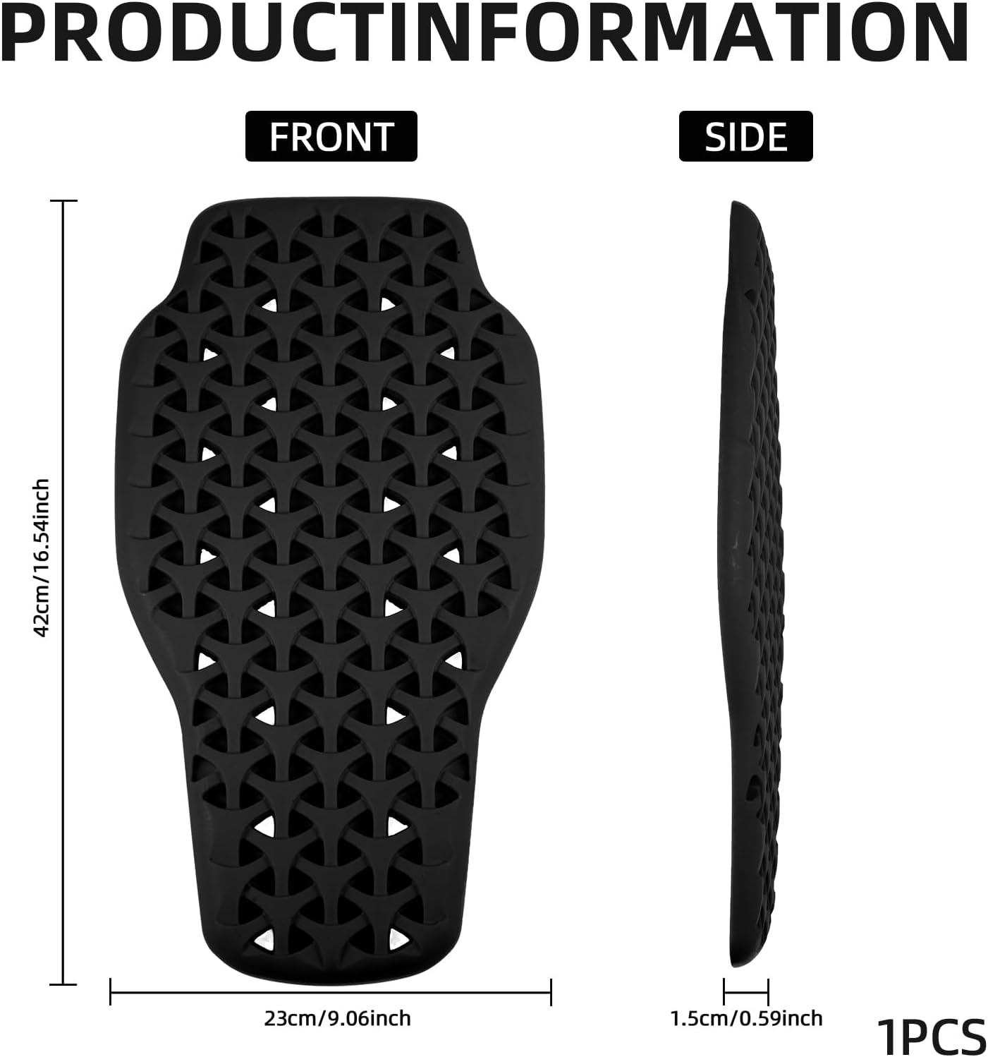 Motorcycle Back Protector PU Shockproof, Motorcycle Jacket Insert Back Protector Removable, Breathable Suitable for Motorcycle Jackets, Cycling, Skiing, Roller Skating