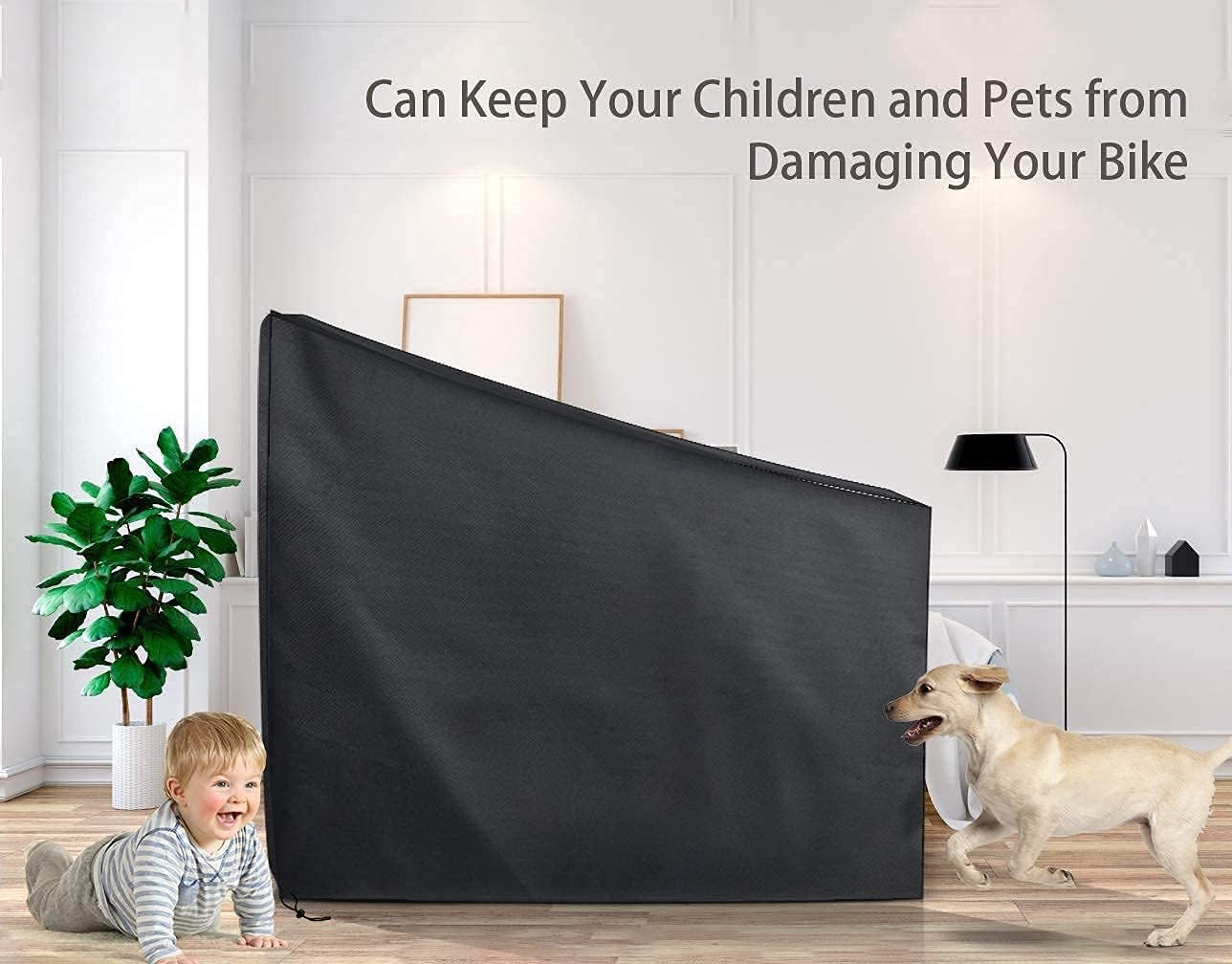 Exercise Bike Cover for Peloton Stationary Bike Upright Indoor Cycling Protective Cover Dustproof Waterproof Sunshine-Proof Out Door Bike Cover Black image number 4