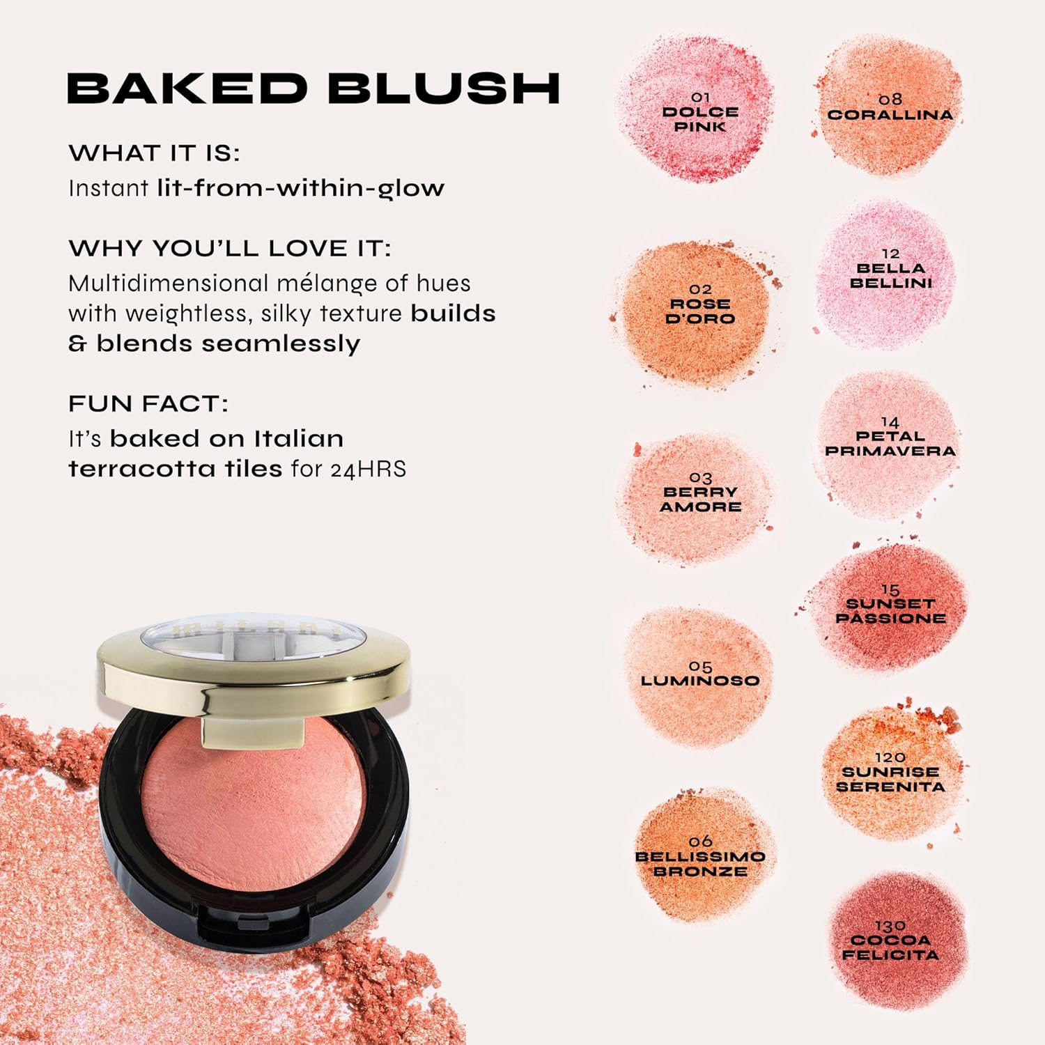 Milani Baked Blush, Powder Blush for Cheeks, Cruelty Free Makeup - Shape, Contour & Highlight Face for a Shimmery or Matte Finish -Romantic Rose - Rose image number 2