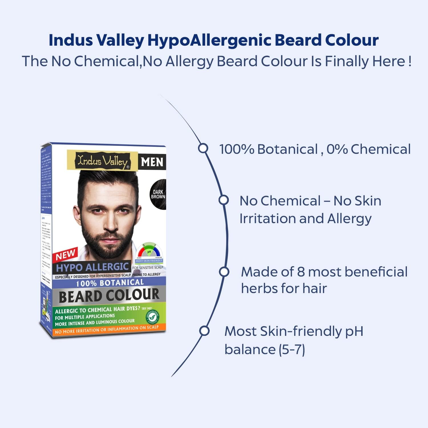 Indus Valley 100% Botanical Hypo Allergic Aqua Beard Colour (Dark Brown)