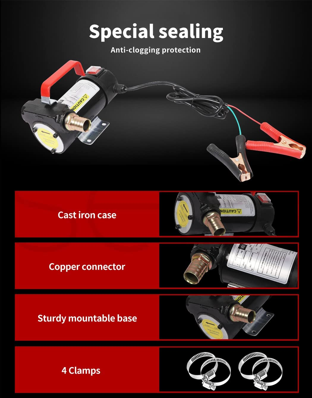 Traderight Fuel Transfer Pump 260W,12V DC,6 M Lift,Portable Electric Diesel Transfer Extractor Pump Kit with Automatic Shut-Off Gun Nozzle,Delivery & Suction Hose for Diesel, Kerosene,Transformer Oil image number 6