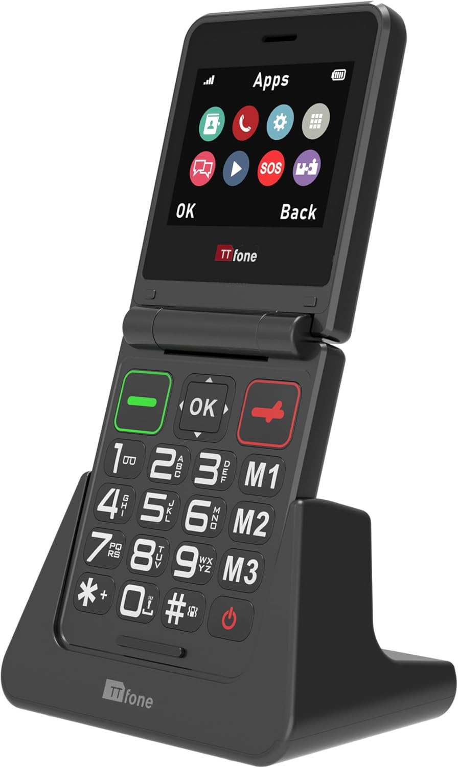 Ttfone TT660 Folding Mobile Phone with Foldable Design, Large Buttons, Emergency Call, Long Battery Life and 3G & 4G LTE Connectivity (With Dock Charger) image number 6