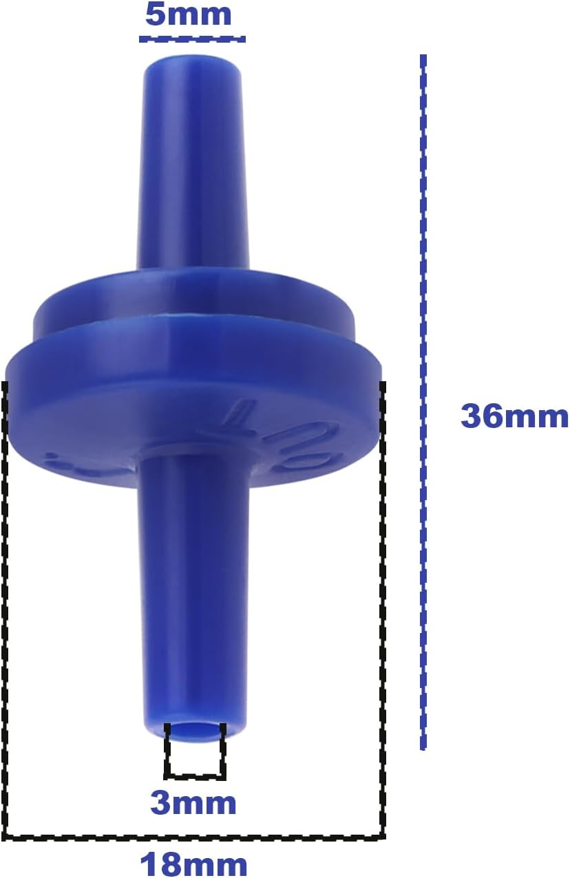 Emagtech 10Pcs Aquarium Air Pump Check Valve Fish Tank Water Flow Overflow Check Valve Outer Diameter 5Mm Length 36Mm for Aquariums and Fish Tanks Blue image number 1