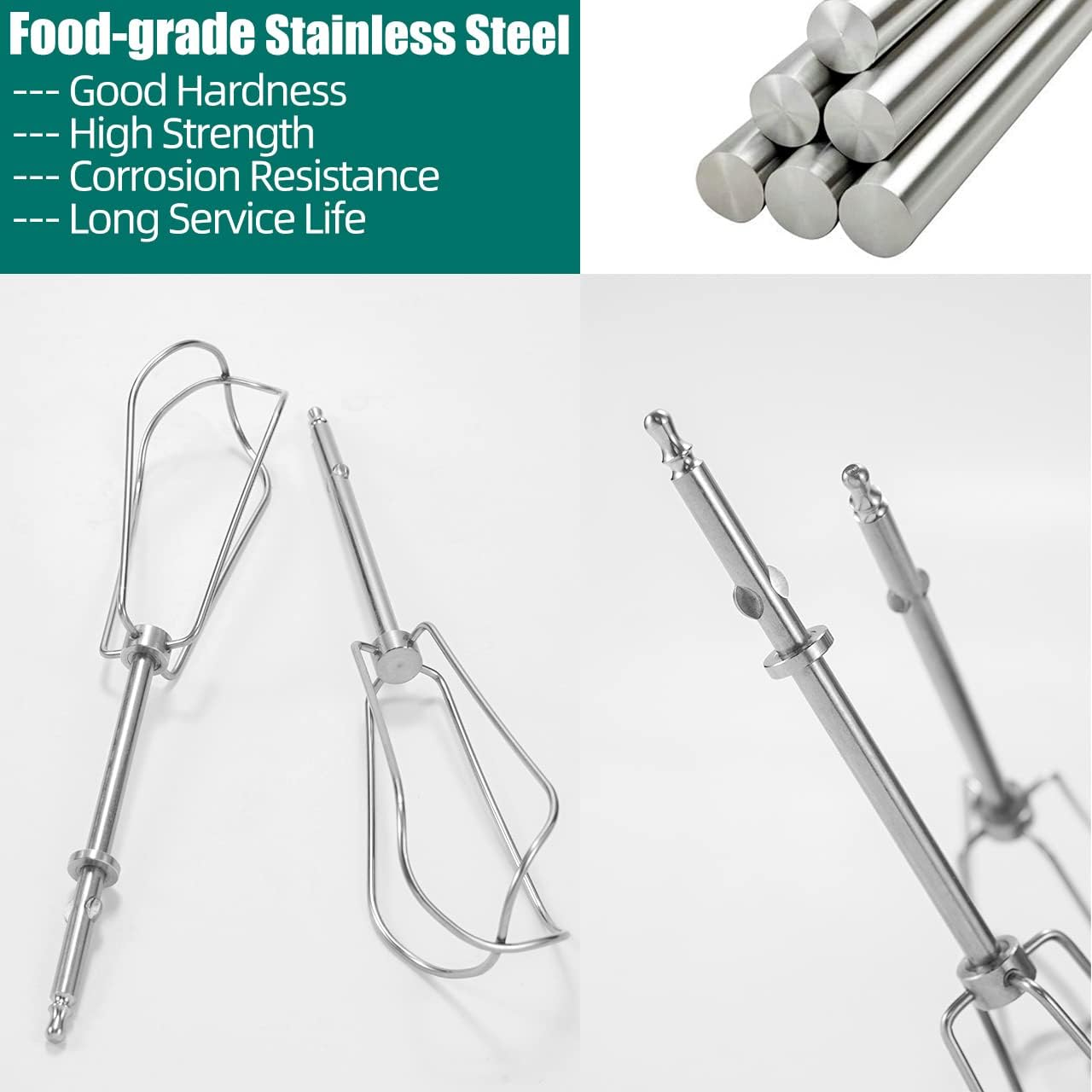 Hand Mixer Beaters Replacement for Cuisinart - CHM Series HM-50 HM-70 CHM-3 CHM-7PK Hand Mixer, Stainless Steel Turbo Beater Parts # CHM-BTR Whisk Attachments - Set of 2 image number 5
