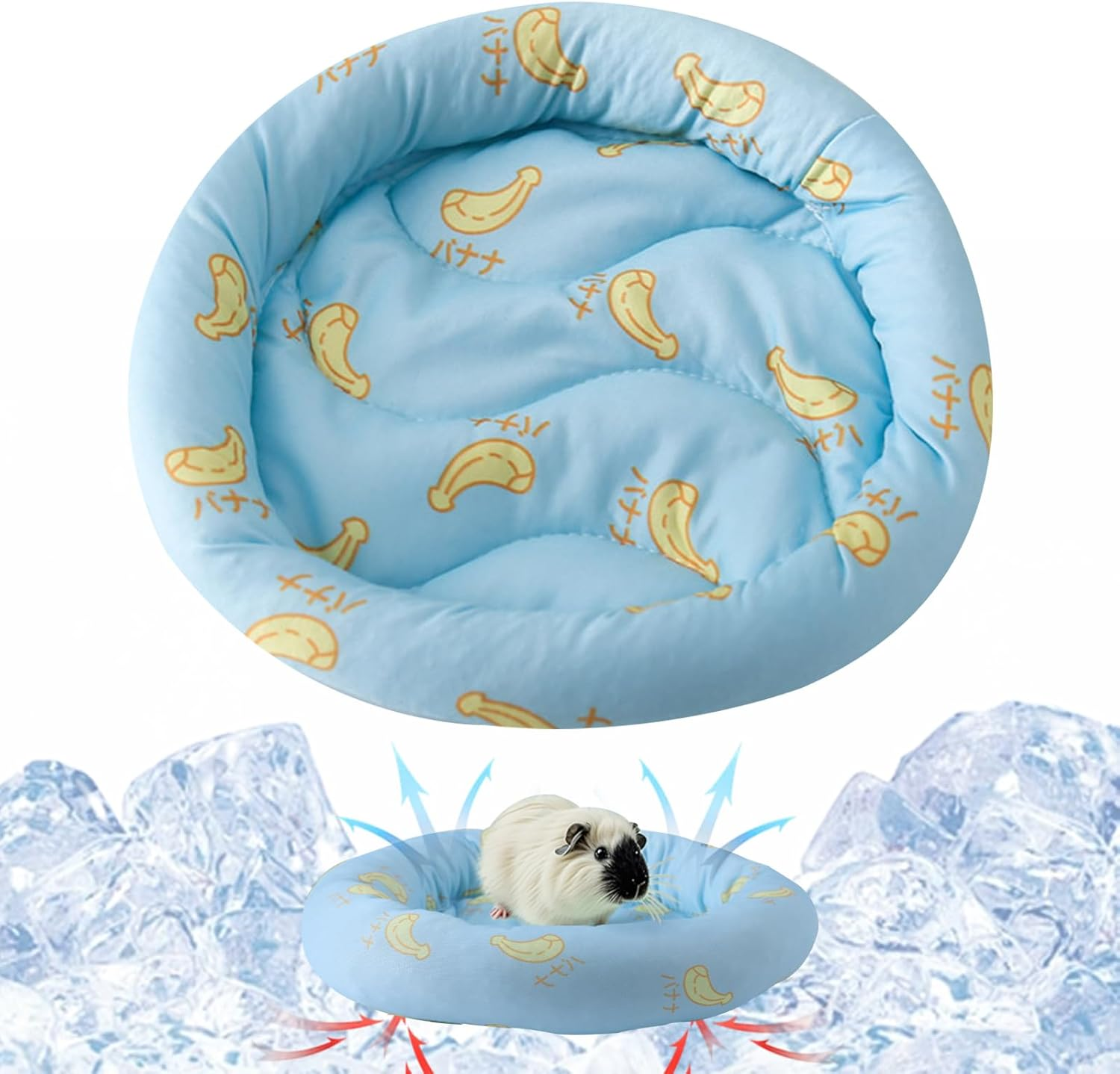 KASESSS Small Pet Cooling Mat, Small Animal Cool Mat, round Cooling Pads, Ice Pet Cool Mat, 20.5Cm Diameter Summer Ice Silk Sleeping Bed Pad for Rabbit Bunny Hamster Guinea Pigs, Lightweight, Blue image number 6