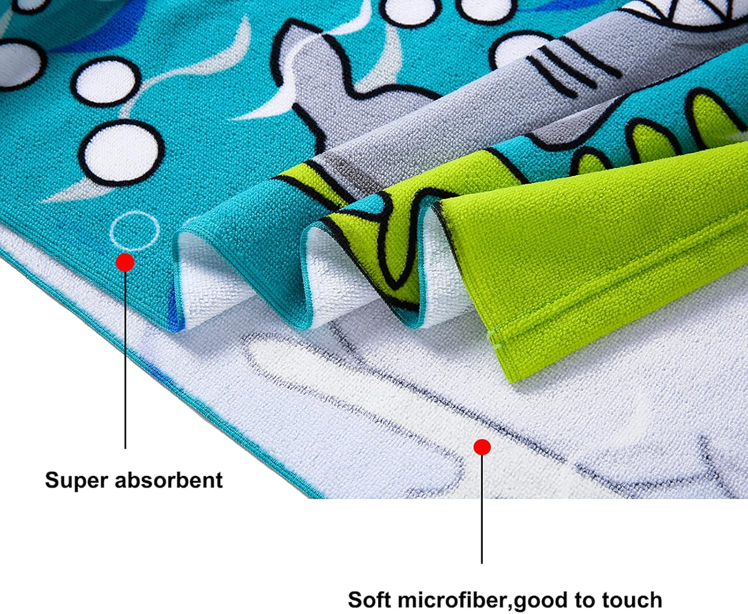 Kids Shark Beach Towel with Hood for Age 1-6 Years Toddler Boys - Soft Microfiber Super Absorbent Poncho Towel, Multi-Use for Bath/Swim/Pool/Shower 23.6 X 23.6 Inch image number 1