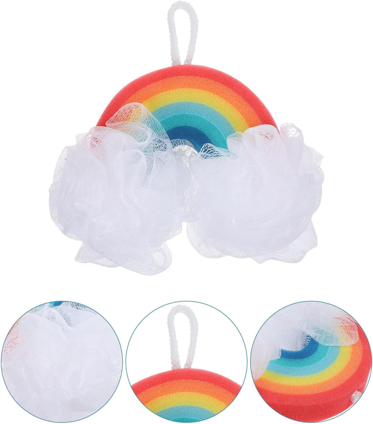 EXCEART 3Pcs Rainbow Bath Sponge Bath Loofahs Kids Baby Shower Sponge Shower Loofah Sponge Exfoliating Loofah Sponge Natural Sponges Kids Bathing Tool Body Pu Sponge Bath Wipe Child image number 2