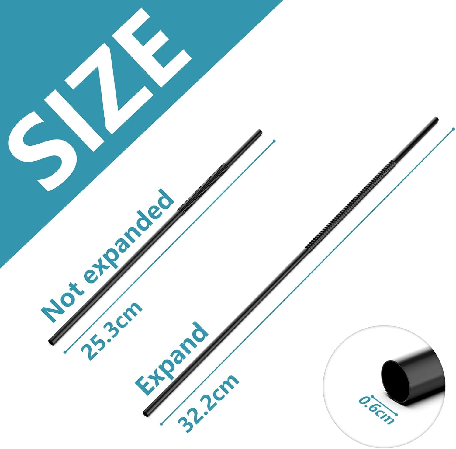 Geeric 100Pcs Black Reusable Eco-Friendly Material Straws, 26Cm Long, Ideal for Home, Bars, Restaurants, Parties image number 2