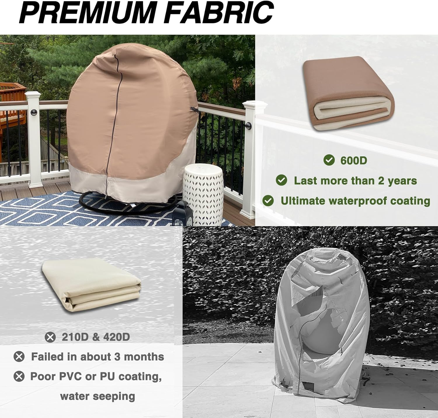 Porch Shield Patio Hanging Egg Chair Cover - Waterproof Outdoor Double Seat Wicker Swing Egg Chair with Stand Protector image number 1